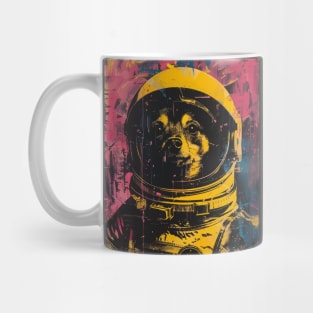 Vintage and vivid jack russel mix dog astronaut portrait Mug